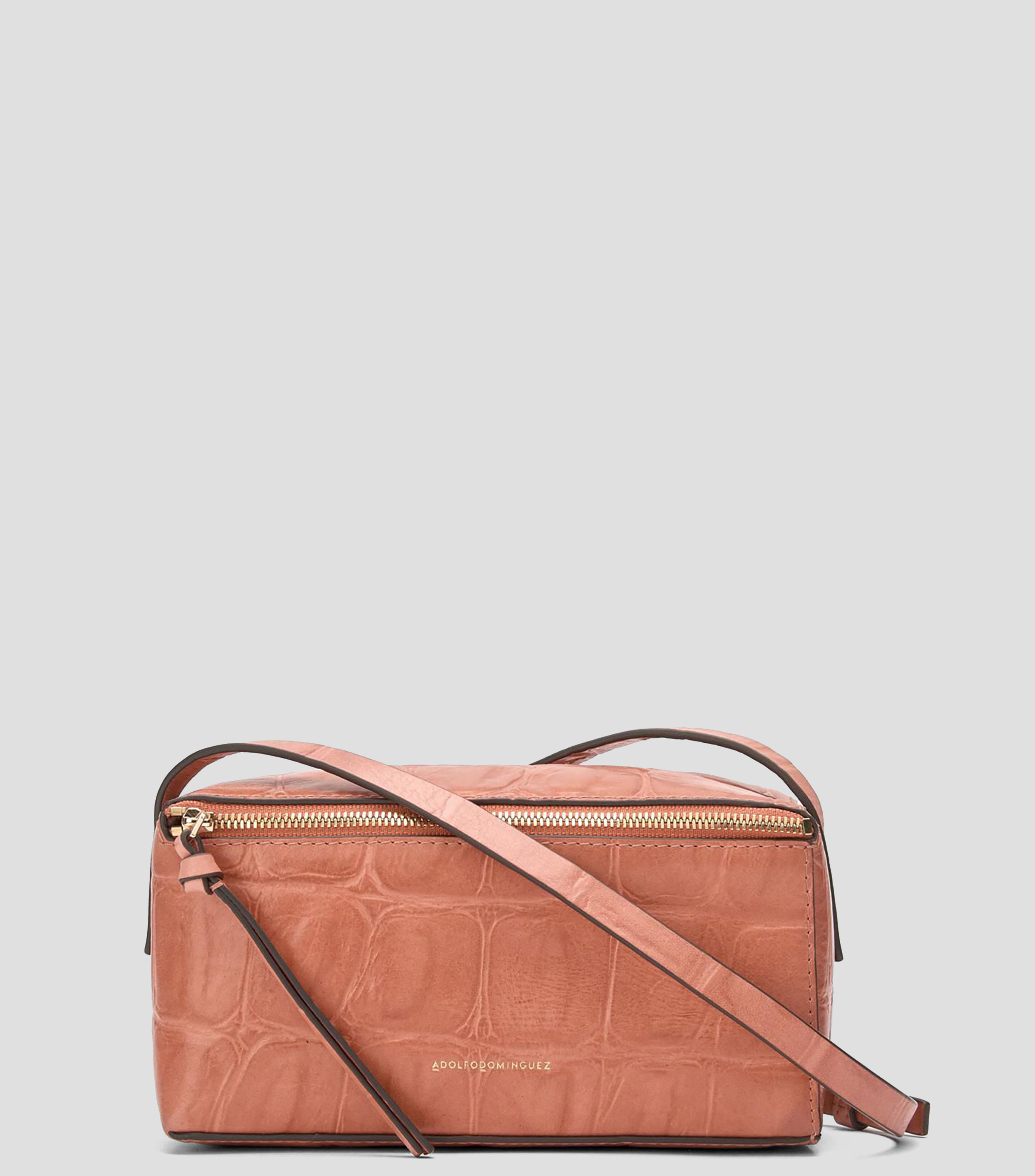 Bolsa crossbody mini cajita en piel con grabado efecto coco sólido Mujer